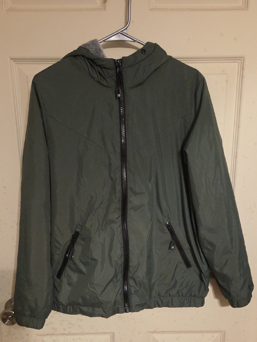 Free Country Olive Green Hooded Bomber Jacket